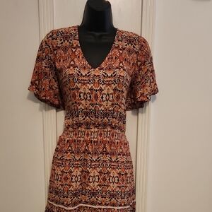 Idyllwind Rust, Cream & Navy Boho Printed Dress